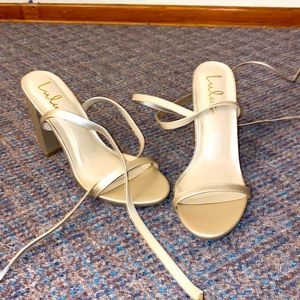 Lulu’s Myla Gold Strappy Heels